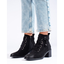 Schwarze Damen-Stiefeletten mit hohem Absatz 1