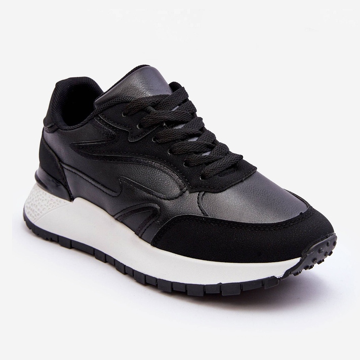 PG1 Damen-Plateau-Sportschuhe Schwarz-Weiß-Henley 1