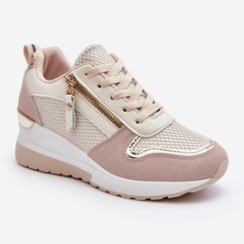 PG1 Damen-Sneaker mit Keilabsatz in Beige und Weiß Sivan 1