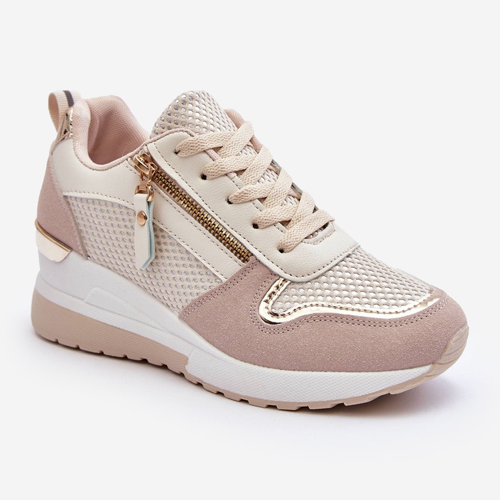 PG1 Damen-Sneaker mit Keilabsatz in Beige und Weiß Sivan 1
