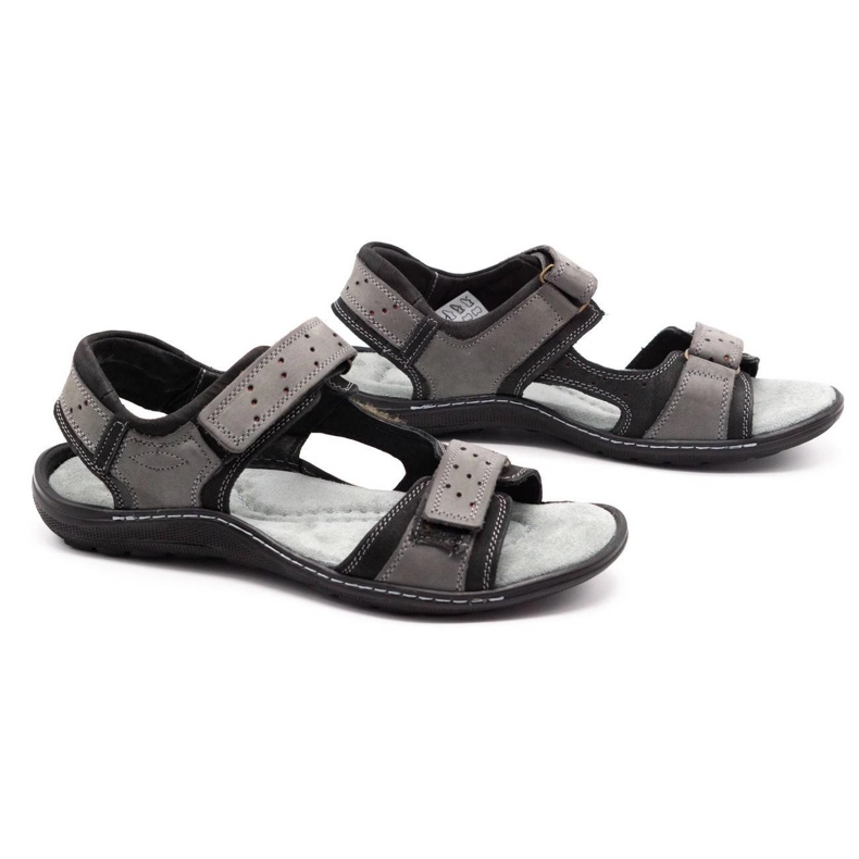 Olivier Herren Ledersandalen 295K grau 3