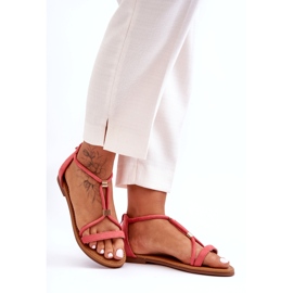 C'M Paris Flache Damen-Sandalen in Korallenrot mit Reißverschluss 2