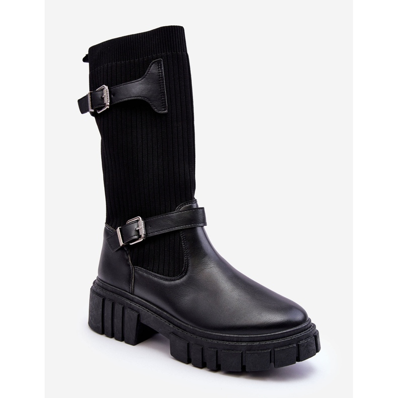 Damen-Sock-Boots in Schwarz Abroze 1