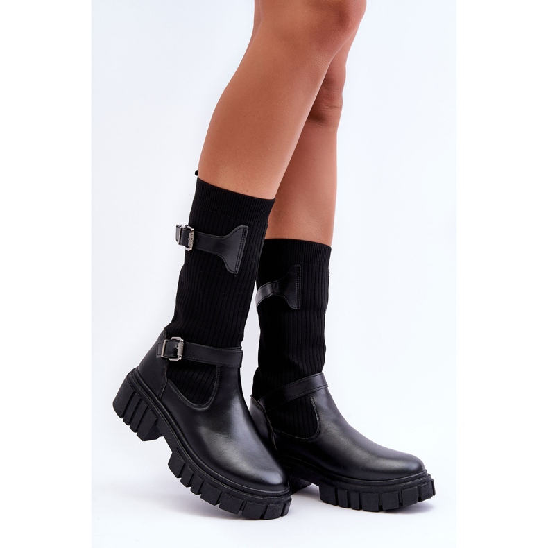 Damen-Sock-Boots in Schwarz Abroze 2