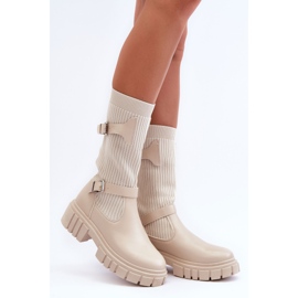 Damen-Sock-Boots Beige Abroze 2