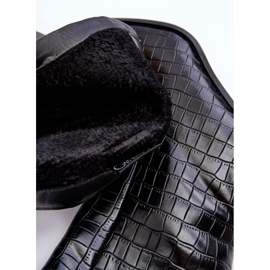 Hohe Lederstiefel mit Schlangenmuster in Schwarz von Kornell 1