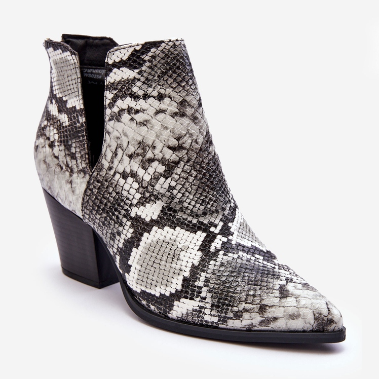 Damen-Schlangenstiefel mit Cut-Outs in Schwarz und Weiß von Caderina 1