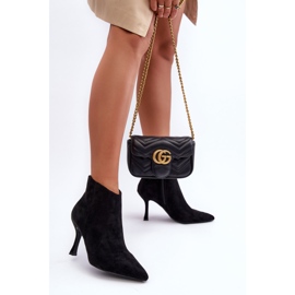 Damen-Wildleder-High-Heel-Stiefel Schwarz Merisa 1