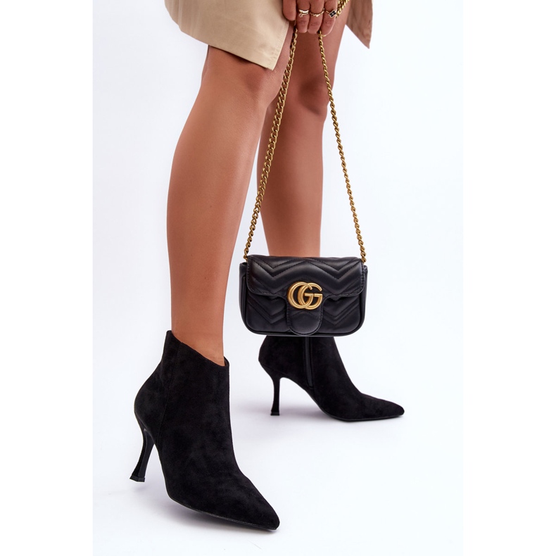 Damen-Wildleder-High-Heel-Stiefel Schwarz Merisa 1