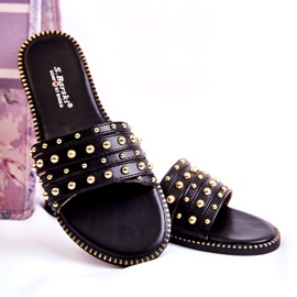 S.Barski Lederhausschuhe für Damen mit schwarzem Ornament 2