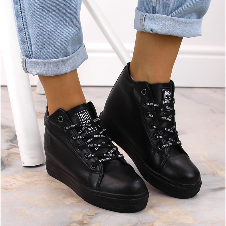 Schwarze Damen-Sneakers mit Keilabsatz Big Star EE274127 1