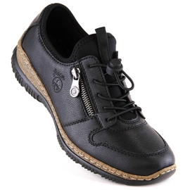 Damen-Slipper aus schwarzem Leder von Rieker N32G0-00 1