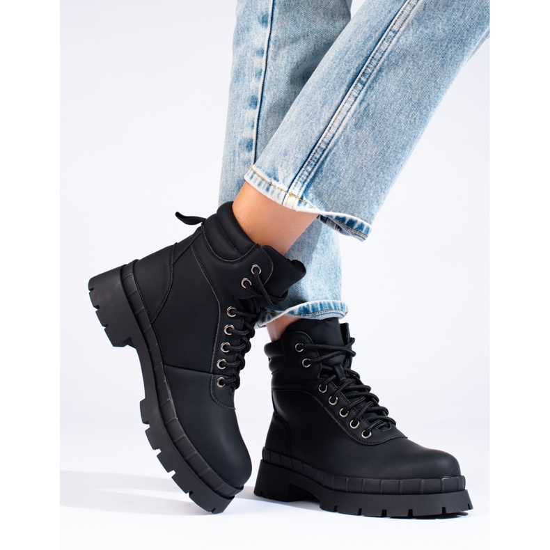 Schwarze Shelovet Schnürstiefel für Damen 1