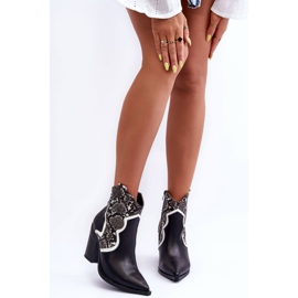 Schlangen-Cowboystiefel für Damen in Schwarz und Weiß Leara 6
