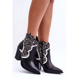 Schlangen-Cowboystiefel für Damen in Schwarz und Weiß Leara 4