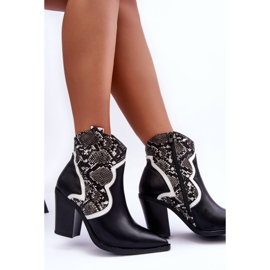 Schlangen-Cowboystiefel für Damen in Schwarz und Weiß Leara 2