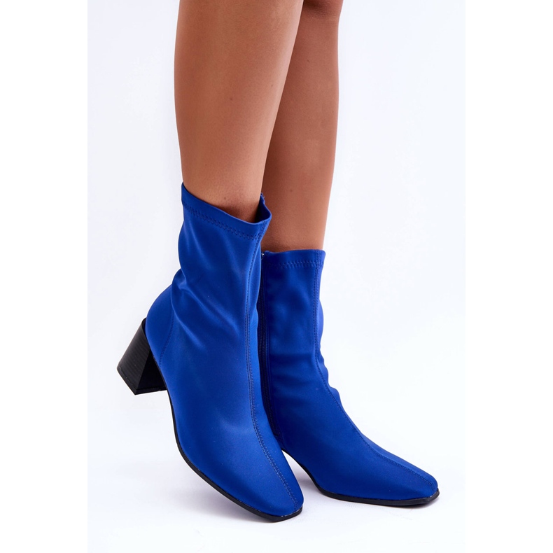 Blaue Stiefel mit Reißverschluss aus Amisa-Stoff 2