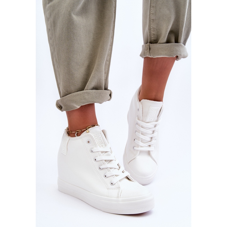 Damen-Sneaker Big Star aus Leder mit Keilabsatz MM274002 Weiß 1