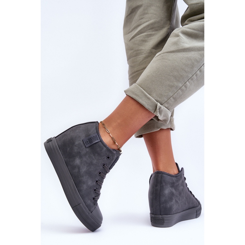 Damen-Sneaker aus Leder mit Keilabsatz Big Star MM274005 Grau 1