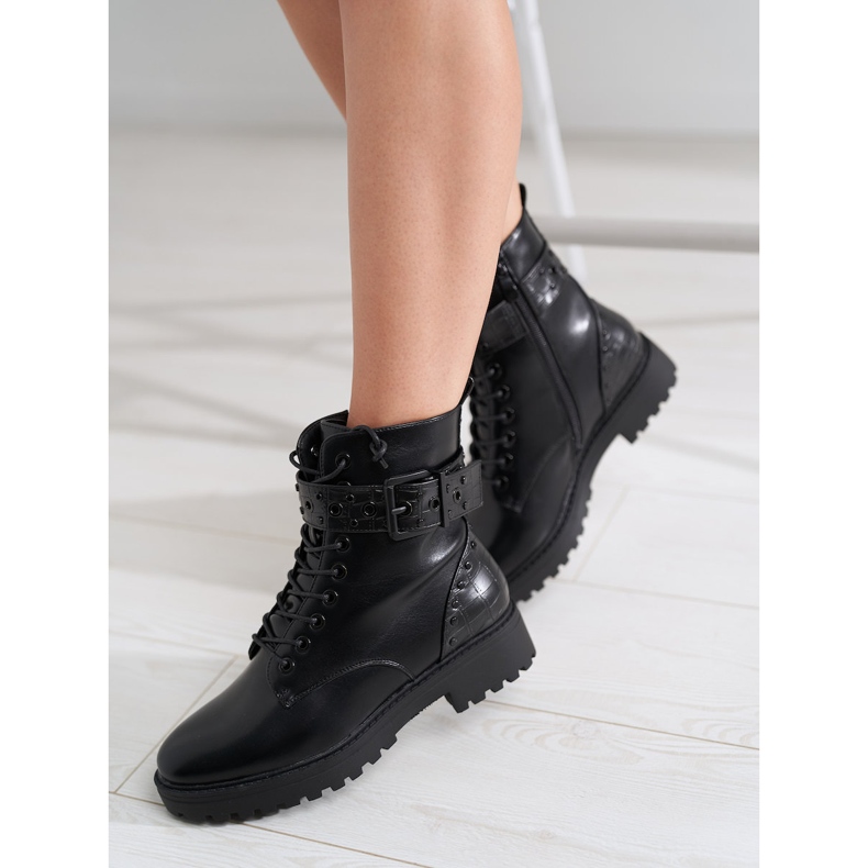 Arbeiterinnen von Shelovet mit flachen Absätzen für Frauen schwarz 1