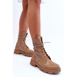 Damen-Arbeiterstiefel zum Schnüren Dunkelbeige Marlissa 6