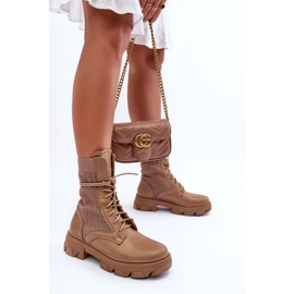 Damen-Arbeiterstiefel zum Schnüren Dunkelbeige Marlissa 8
