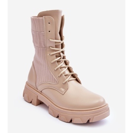 Damen-Arbeiterstiefel zum Schnüren Beige Marlissa 2