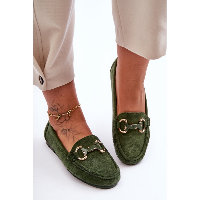 PG1 Damen-Loafer aus Wildleder mit grüner Dionira-Dekoration 2