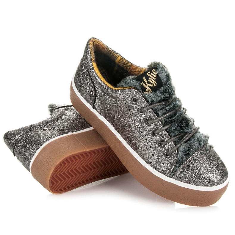 Kylie Turnschuhe mit Fell grau 1