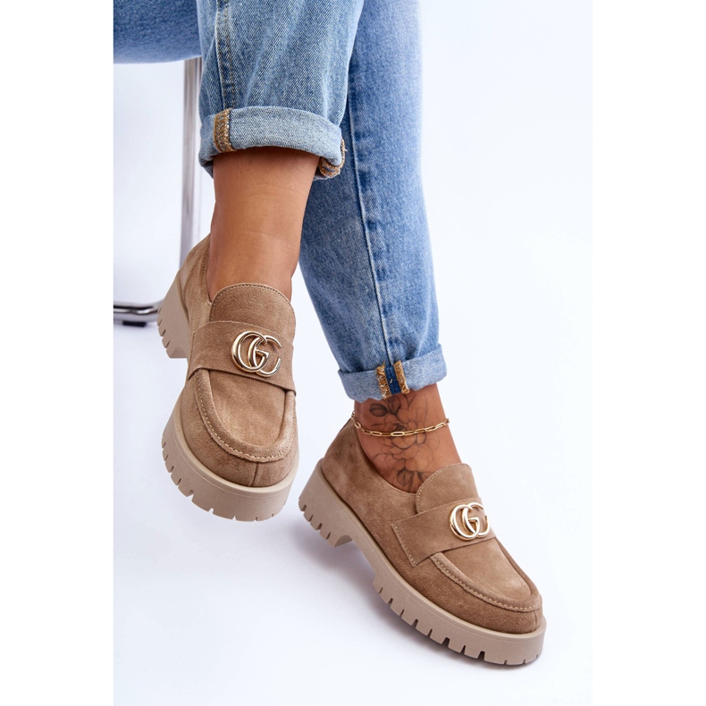 Laura Messi Damen-Wildlederschuhe mit beigem Rosefalls-Dekor 1