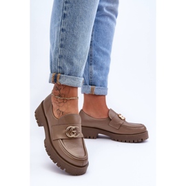 Laura Messi Damen-Lederschuhe mit Verzierung dunkelbeige Rosefalls 1