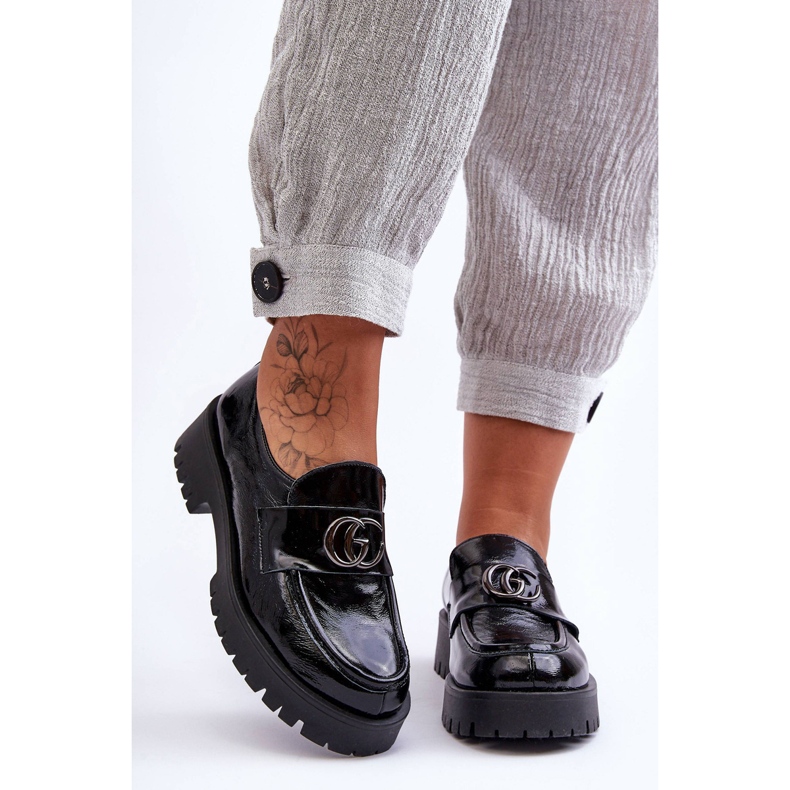 Laura Messi Damen-Lederschuhe mit Dekoration, schwarze Rosenfälle 1