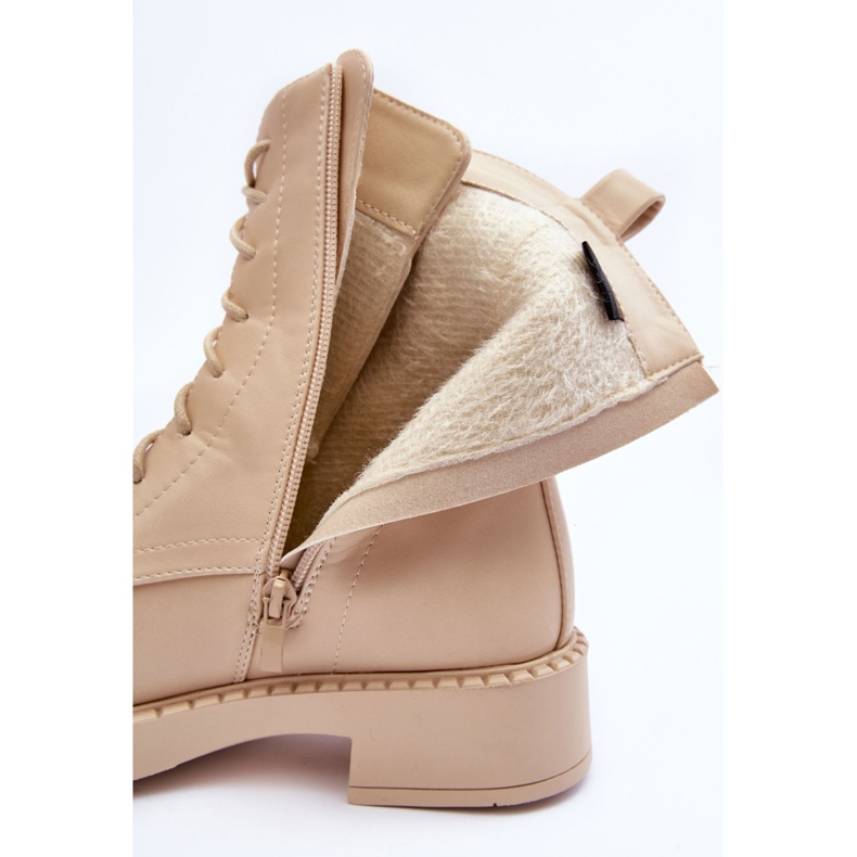 WS1 Hellbeige Aganne Arbeitsstiefel mit flachem Absatz 2