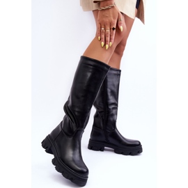 Sergio Leone Damen-Lederstiefel mit flachem Absatz, Schwarz Nenet 2