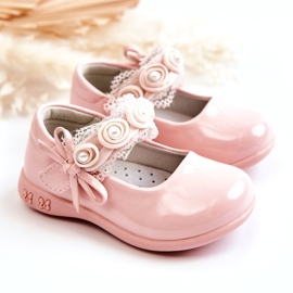 Kinder-Ballerinas mit Klettverschluss und Spitze, Rosa 3