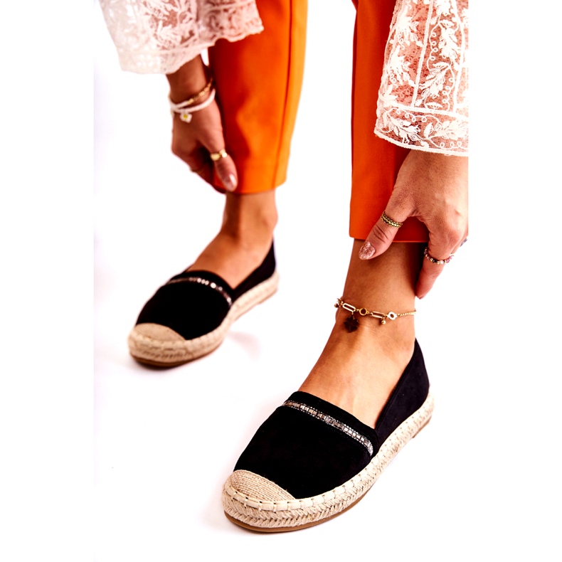 S.Barski Klassische schwarze Slip-On-Espadrilles für Damen Cersei 7