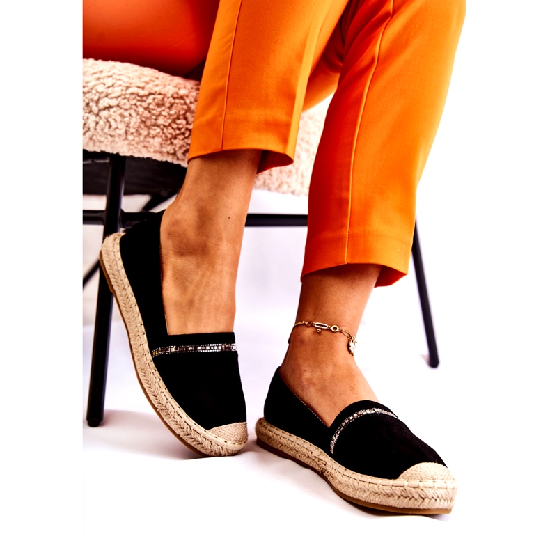 S.Barski Klassische schwarze Slip-On-Espadrilles für Damen Cersei 3