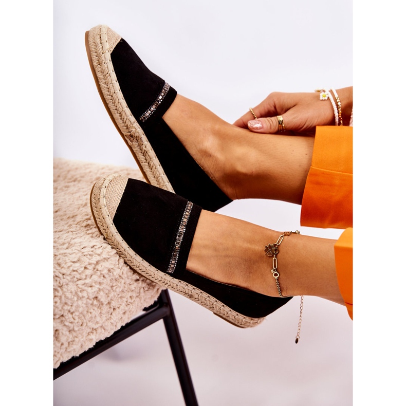 S.Barski Klassische schwarze Slip-On-Espadrilles für Damen Cersei 5