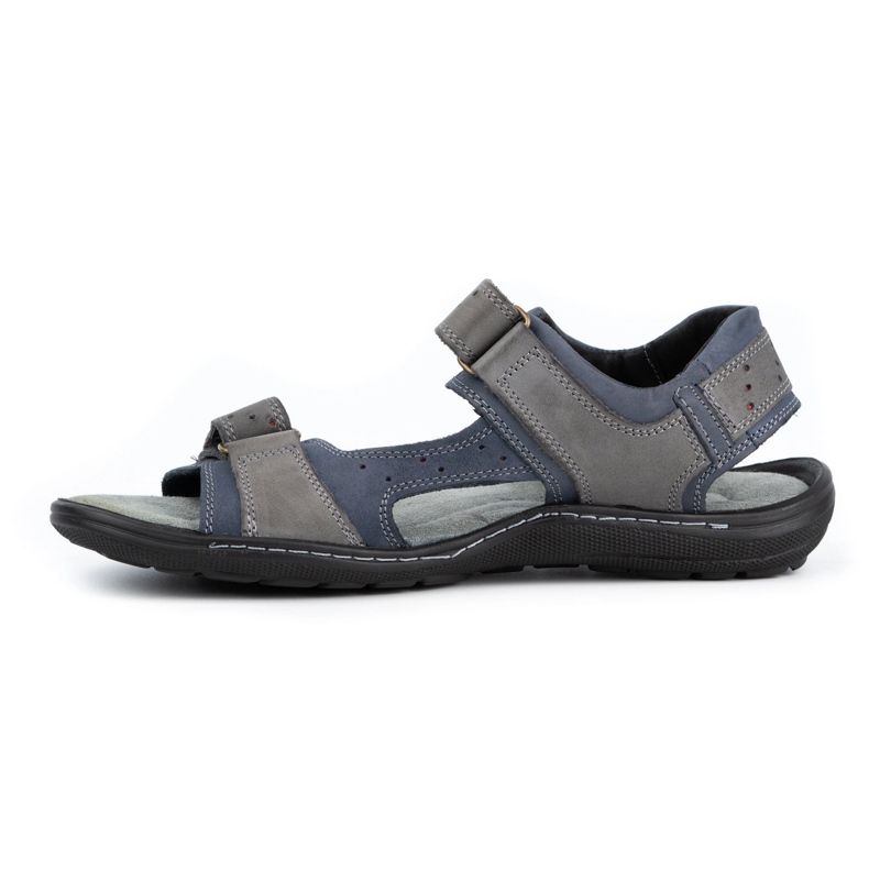 Olivier Herren-Ledersandalen 295K Marineblau mit Grau 1