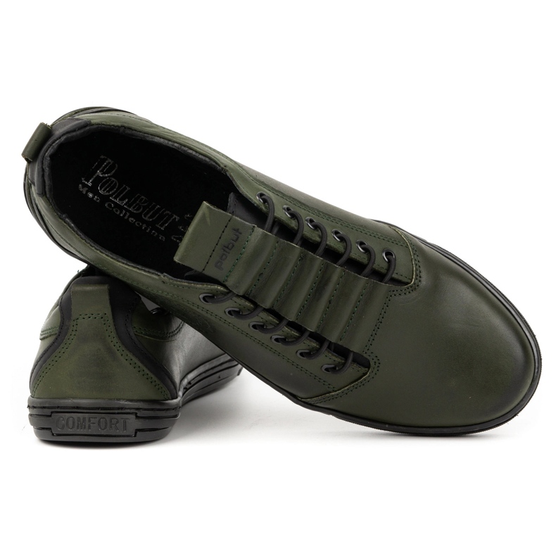 Polbut Herren-Freizeit-Lederschuhe 2121/2 Khaki grün 2