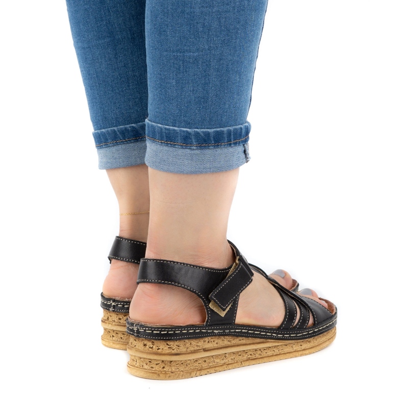 WASAK Bequeme Damen-Ledersandalen 0658W schwarz 1