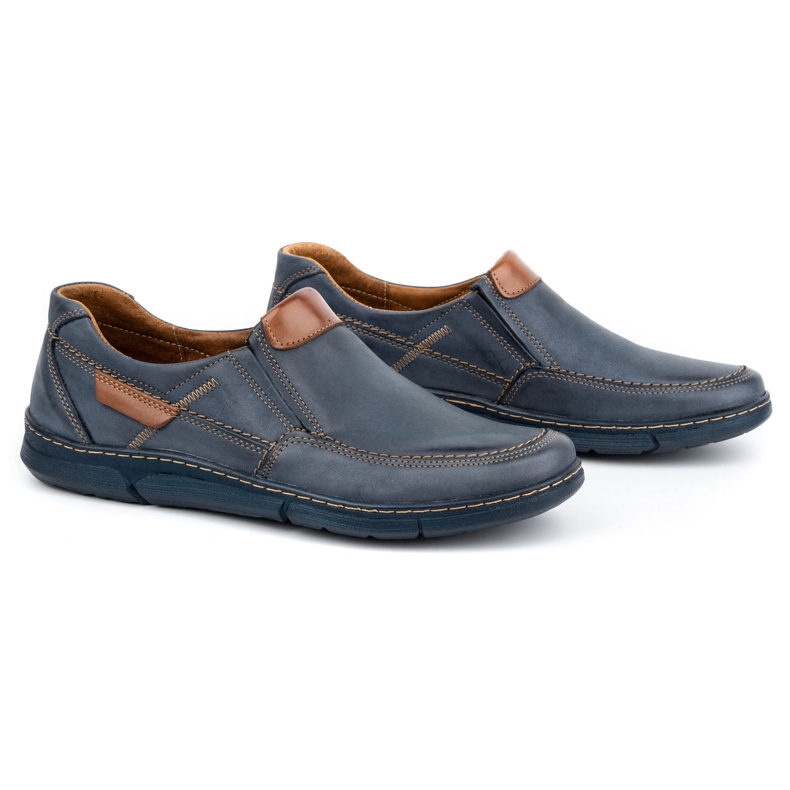 Olivier Herren-Slipper aus Leder 62K Marineblau 2