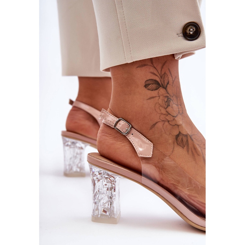 Verzierte modische rosa Sandalen mit Absatz S.Barski MR1037-23 2