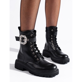 Shelovet Arbeiterinnen mit einer Kristallschnalle schwarz 1