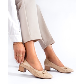 W. Potocki Potocki-Pumps für Damen mit niedrigem Absatz beige 1