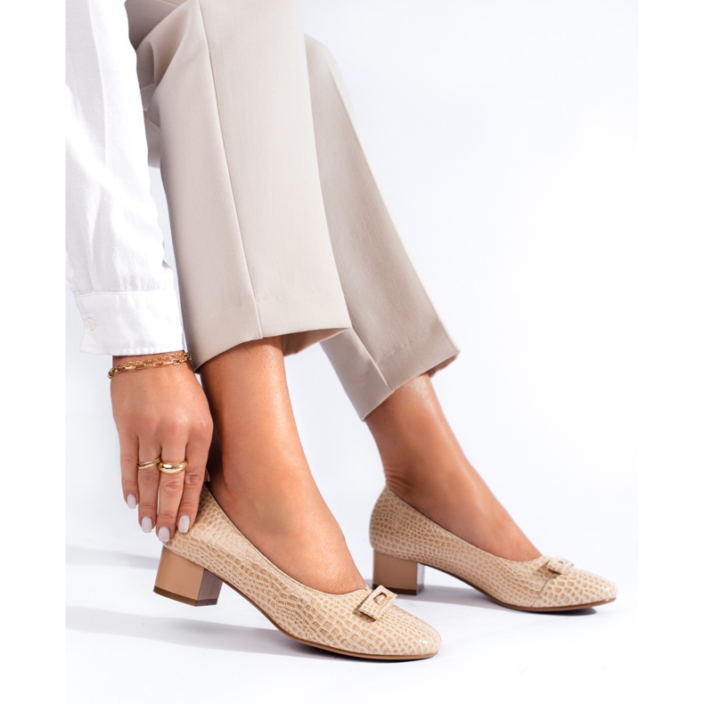 W. Potocki Potocki-Pumps für Damen mit niedrigem Absatz beige 1