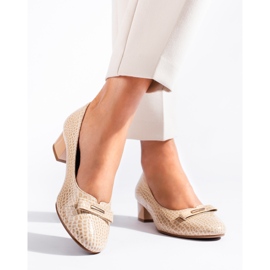 W. Potocki Potocki-Pumps für Damen mit niedrigem Absatz beige 2