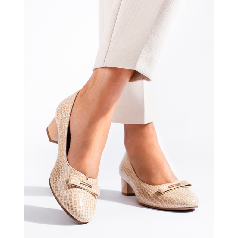 W. Potocki Potocki-Pumps für Damen mit niedrigem Absatz beige 2