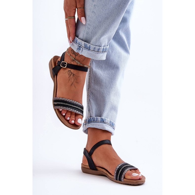 Klassische flache Sandalen für Damen Schwarz S.Barski 6708 1