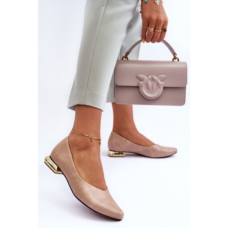 PD1 Flache Lederabsätze Beige Vaani 1